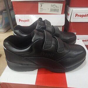 Propet Womens Tour Walker Strap Shoes 7.5 W Black Leather Comfortable Walking Sn